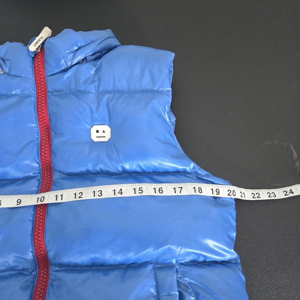 R:ROBOT Crew Boys Duck Down Puffer Vest Hooded Size 12 Blue Outdoor Layers Warm - Picture 8 of 9